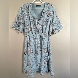 Black Tape_ Ditsy Floral Wrap Dress